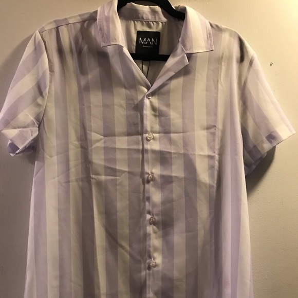 BoohooMAN short sleeve revere collar striped shirt - Picture 2 of 4